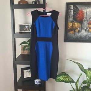 Calvin Klein blue/black color block dress, size 4.